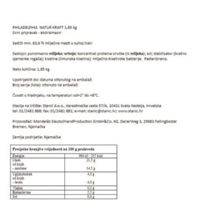 PHILADELPHIA NATUR|1,65 kg|MONDELEZ - Slika 2