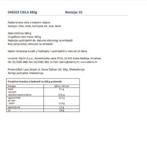CIKLA|680 g/net.oc. 400 g|LARS - Slika 2