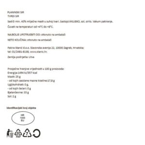 PLANINSKI SIR|cca 4,5 kg|BUCO SIREVI - Slika 2