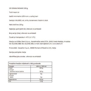 GRANA PADANO|200 g|ZARPELLON - Slika 2