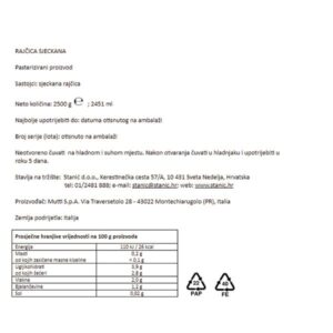 POLPA SITNO SJECKANA RAJČICA|2500 g|MUTTI - Slika 2