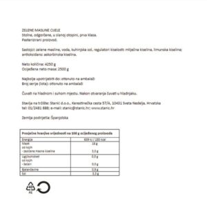 ZELENE MASLINE - CIJELE|4250 g/net.oc. 2500 g|BAKINA KUHINJA - Slika 2