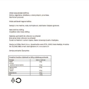 CRNE MASLINE - bez koštice|4250 g/net.oc. 2000 g|BAKINA KUHINJA - Slika 3