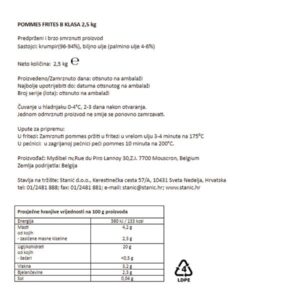 POMMES FRITES B KLASA 9/9|2,5 kg|MYDIBEL - Slika 2